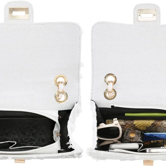 MKP Women Small Shoulder Bags Quilted Crossbody Distressed Jean Denim Purse Even - Picture 6 of 6